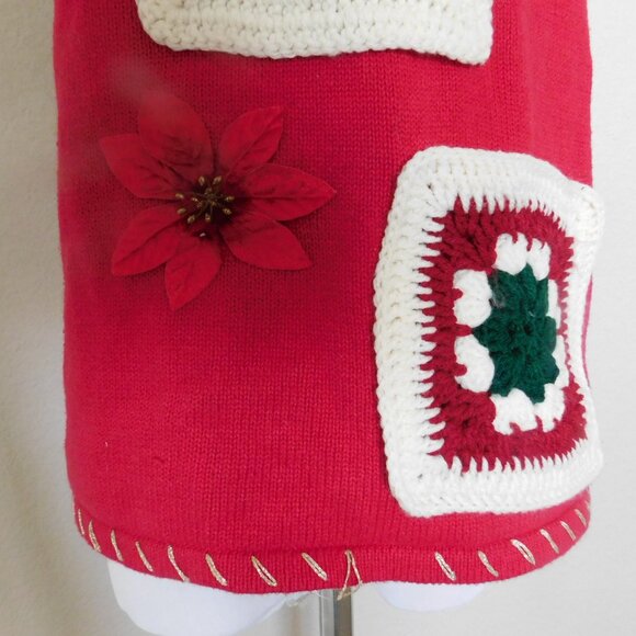 Vintage Ugly Christmas Sweater Zipper  Vest Size M  White Stag Snowman - Picture 7 of 11